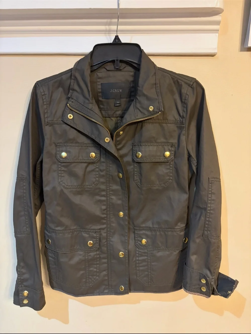 J. Crew Olive Green Utility Jacket with Brass Buttons